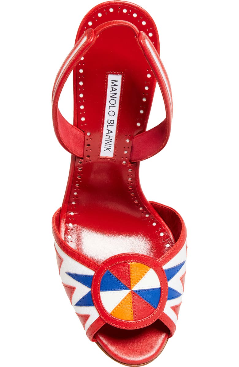 Manolo Blahnik Ucia Slingback Sandal, Alternate, color, White/ Red/ Blue