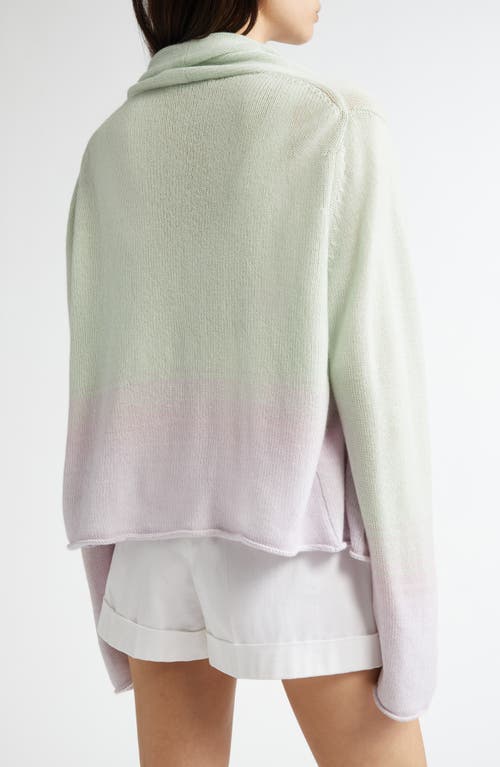 JOHNSTONS OF ELGIN JOHNSTONS OF ELGIN GAUZY OMBRÉ COLORBLOCK OPEN FRONT CASHMERRE CARDIGAN