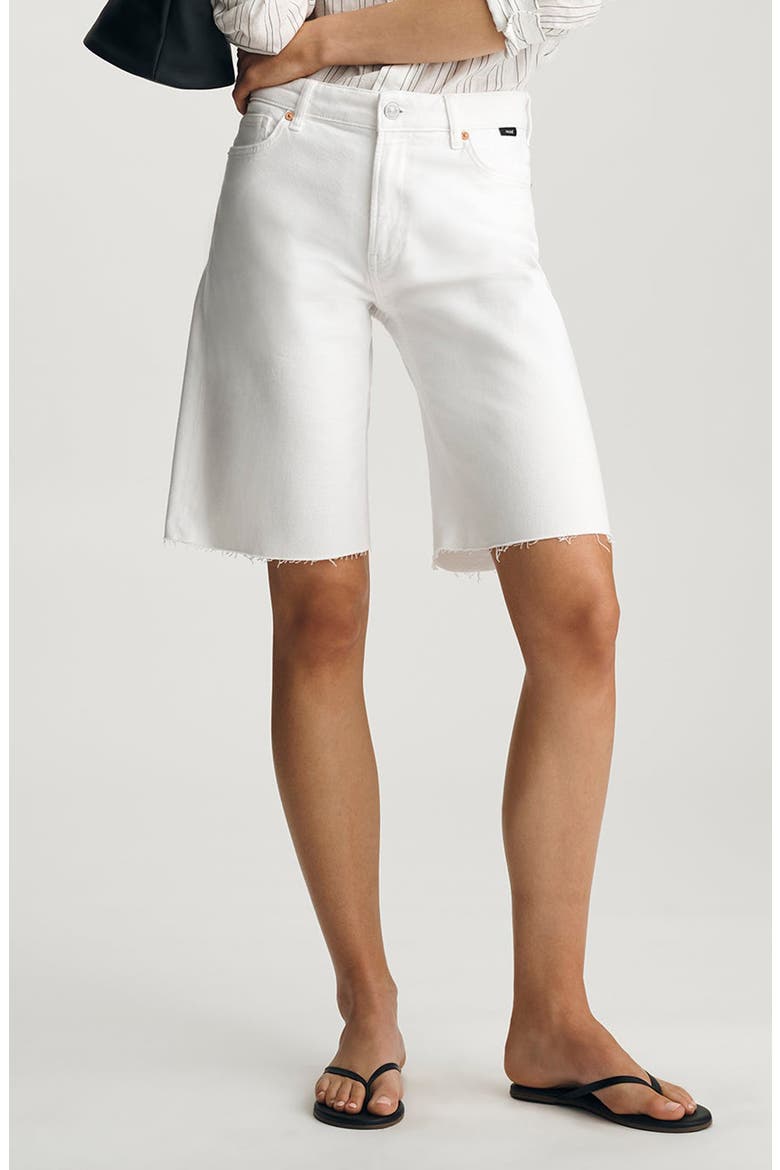 Erika Cutoff Denim Bermuda Shorts, Main, color, OFF WHITE CLASSIC BLUE