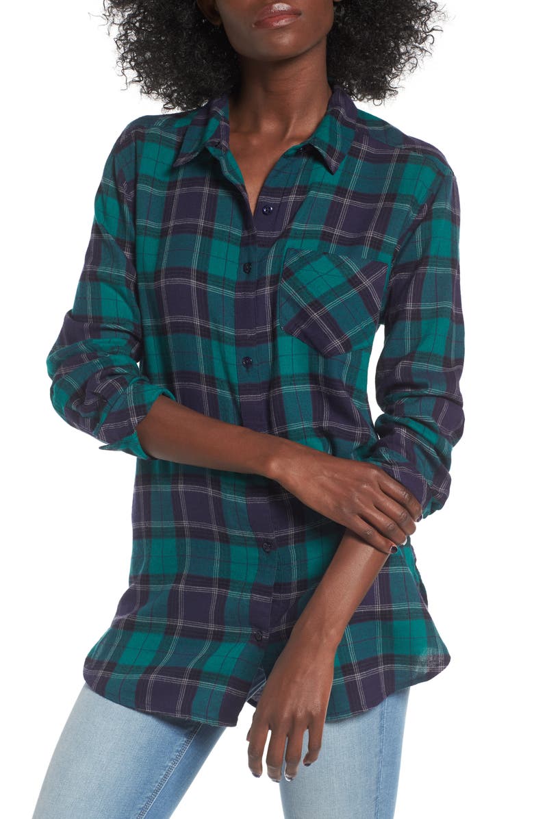 BP. Plaid Cotton Blend Shirt, Main, color,