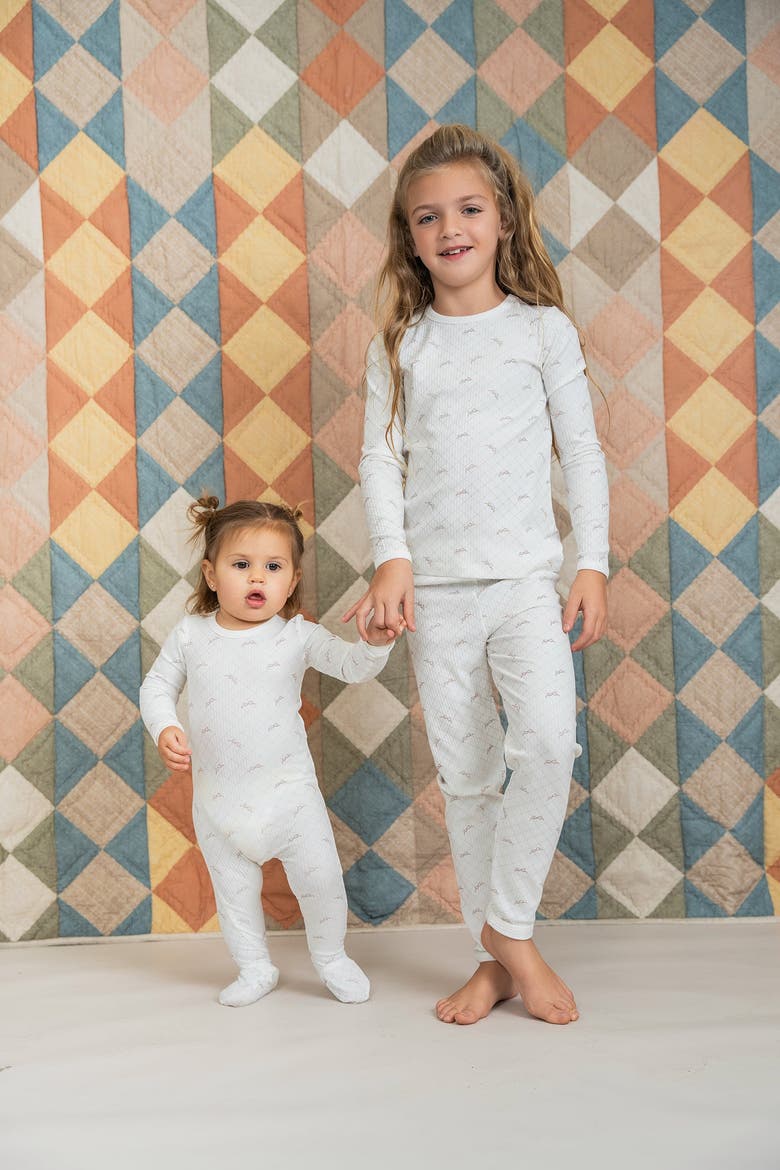 Mesh Print 2 Piece Set Long Sleeve Top & Pants, Alternate, color, White/Blossom