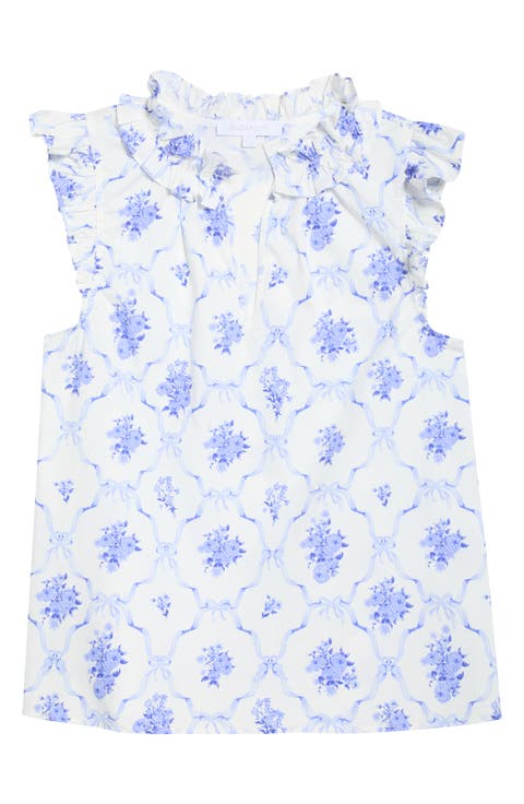 Nia Floral Jaye Flutter Sleeve Stretch Cotton Top