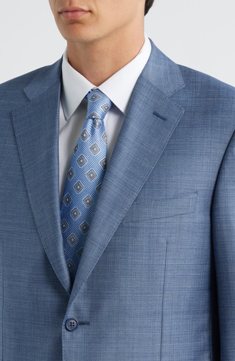 Canali Siena Regular Fit Blue Mélange Super 130s Wool Suit, Alternate, color, Blue