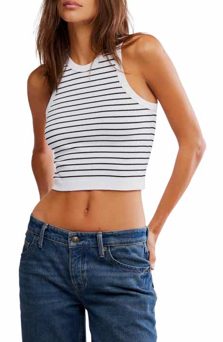 Free People You're Up Stripe Rib Crop Tank