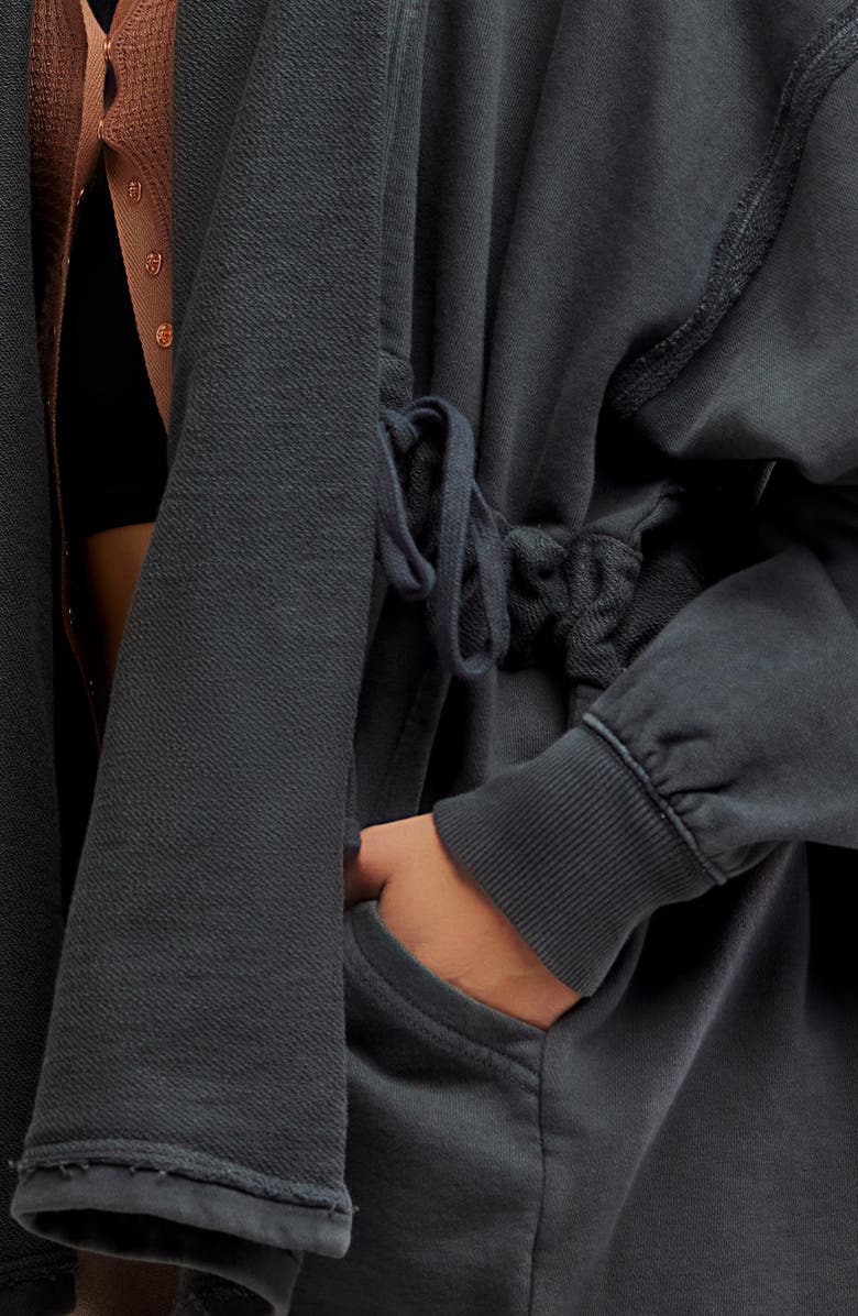 Free People Boothbay Longline Cotton Jacket, Alternate, color, Washed Black