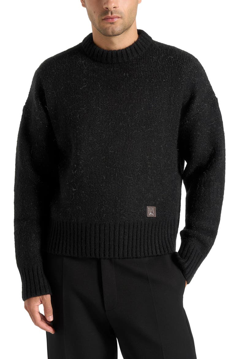 Kamil Art Slogan Brushed Knit Jumper, Alternate, color, Black