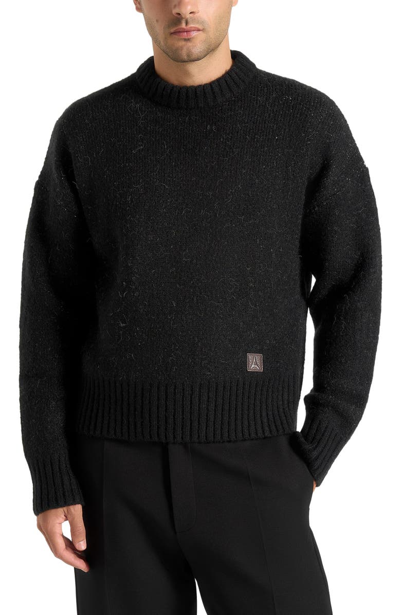 Manière De Voir Kamil Art Slogan Brushed Knit Jumper, Alternate, color, Black