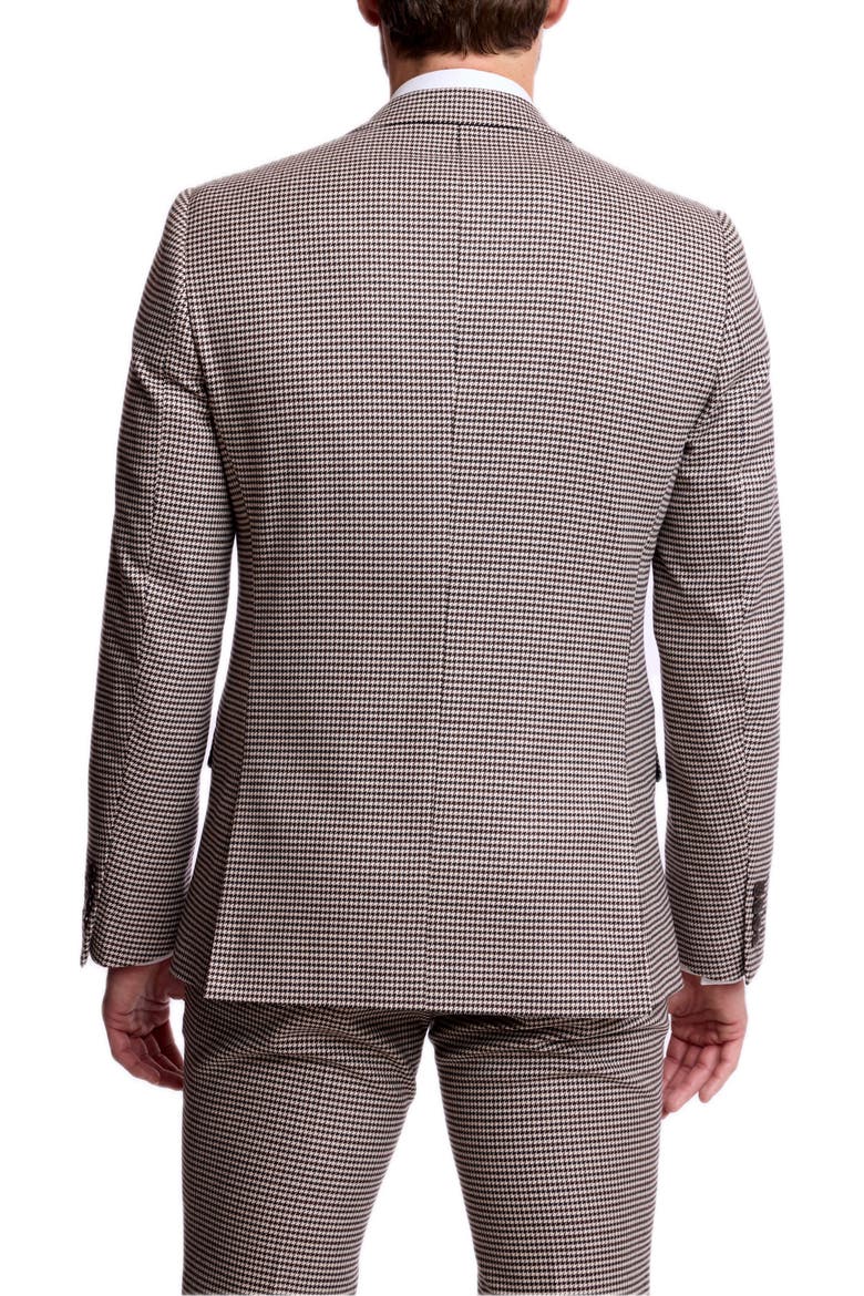 Ashton Slim Fit Houndstooth Check Peak Lapel Suit Jacket, Alternate, color, DK CHOC BEIGE HOUNDSTOOTH
