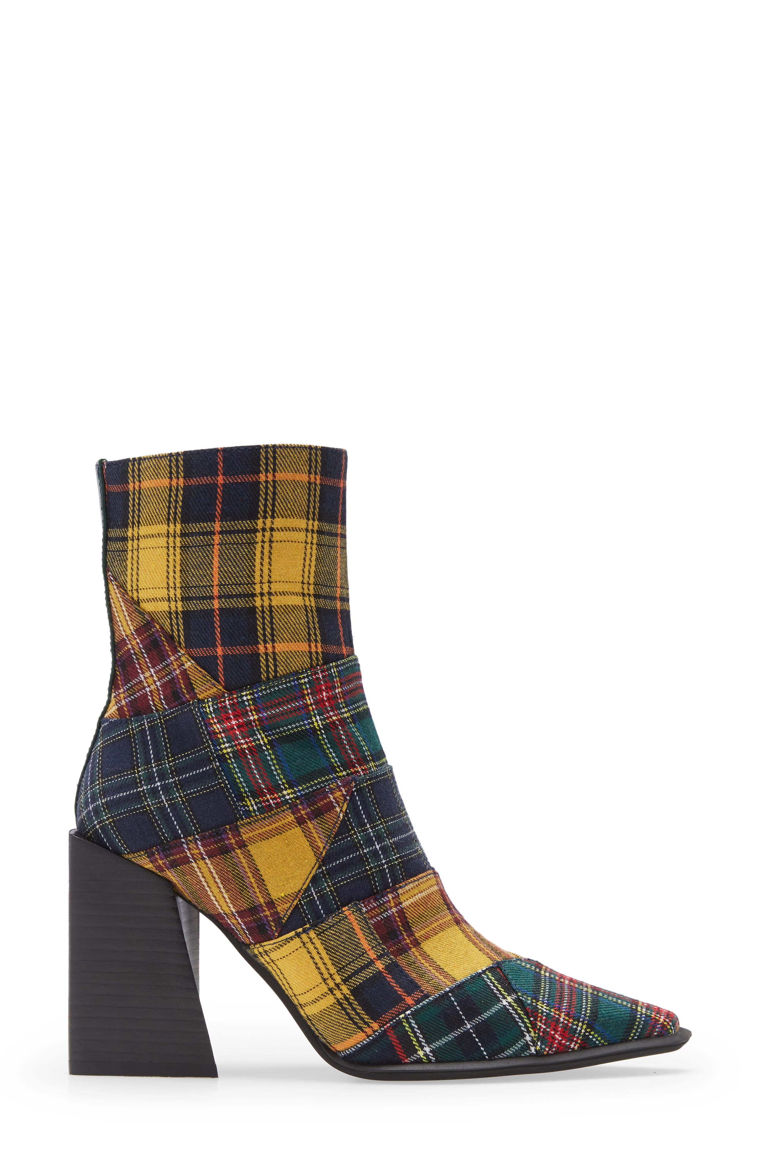 Lasiren Plaid Bootie, Alternate, color, YELLOW PLAID MULTI