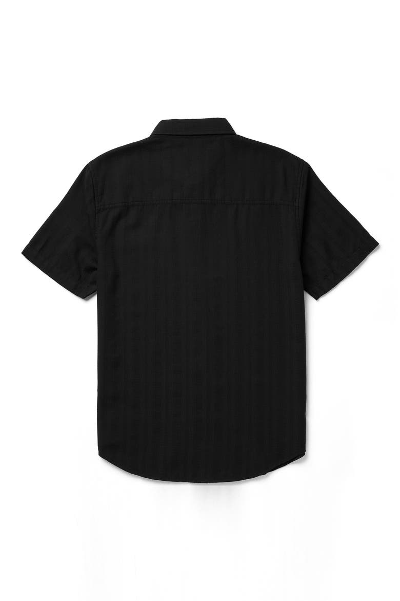 Caldera Stripe Jacquard Short Sleeve Button-Up Shirt, Alternate, color, BLACK