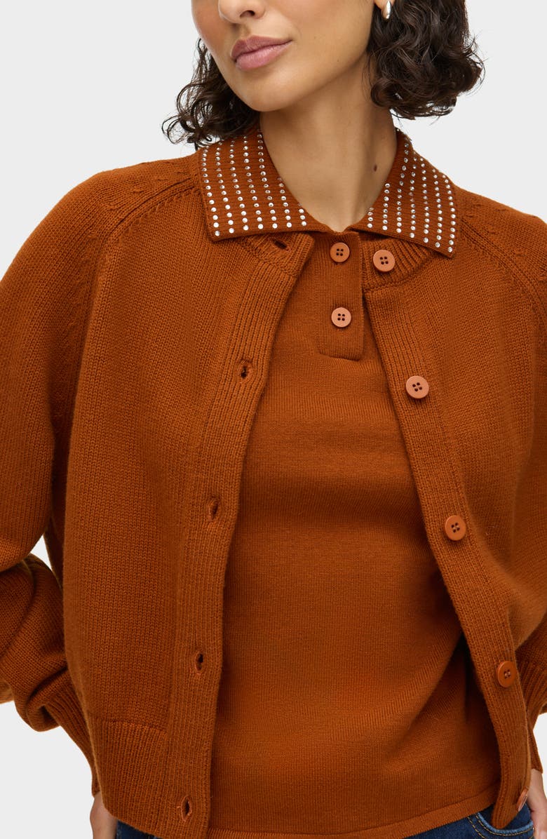 ALIGNE Tania Merino Wool & Cotton Cardigan, Alternate, color, Brown