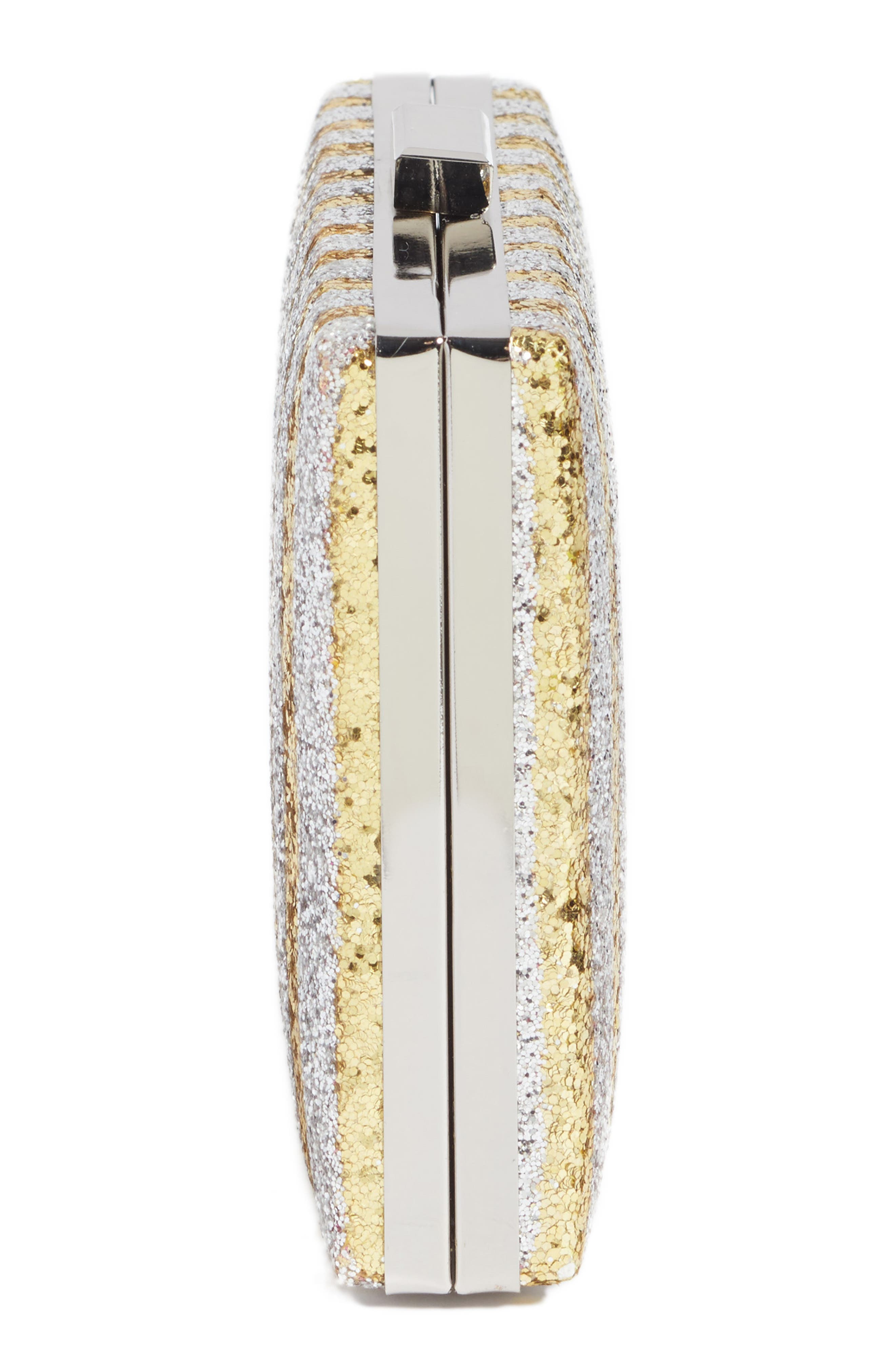Stripe Glitter Minaudière, Alternate, color, GOLD