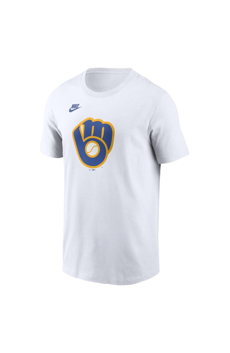 Nike Men's Nike White Milwaukee Brewers Cooperstown Collection Logo T-Shirt, Alternate, color, White