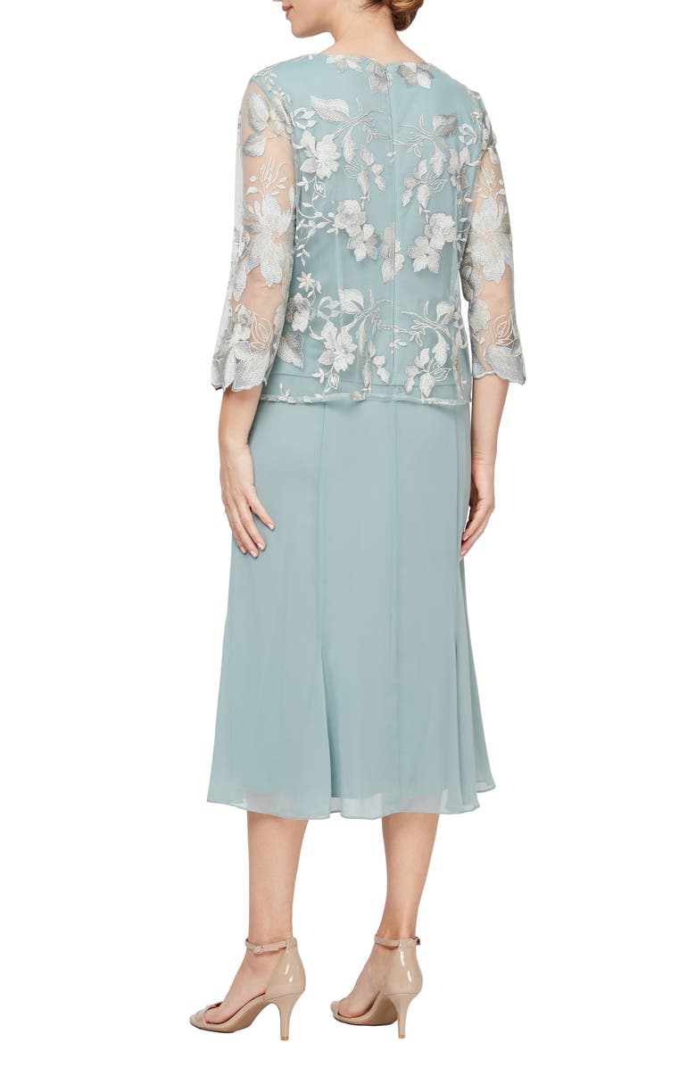 Alex Evenings Mock Jacket Midi Dress, Alternate, color, Ice Sage