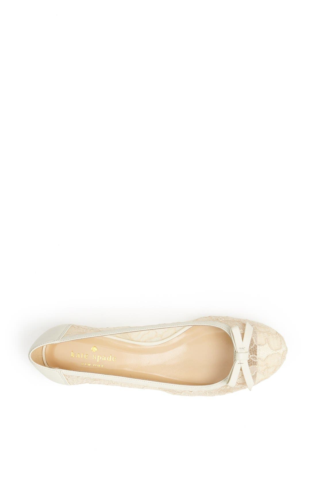 'banner' lace & leather flat, Alternate, color, WHITE LACE/ NAPPA