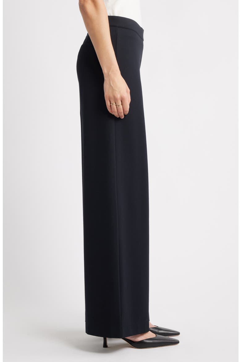 High Waist Wide Leg Ponte Pants, Alternate, color, BLACK
