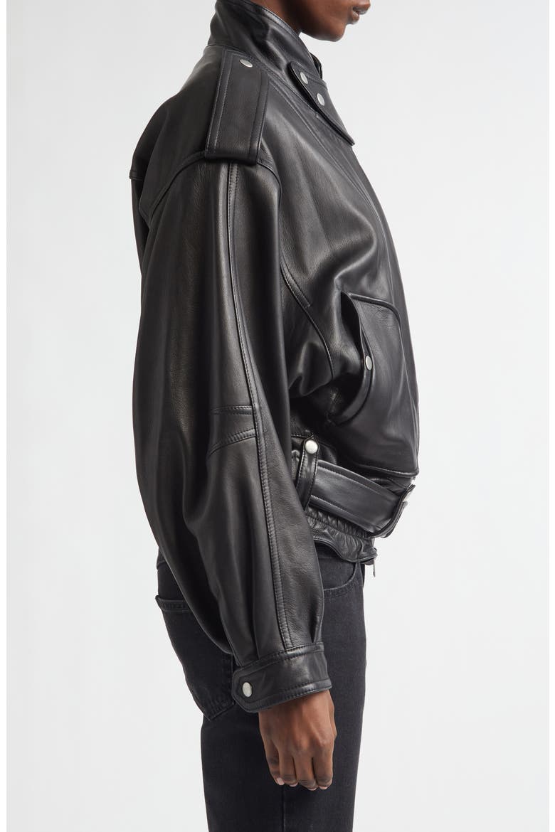Farza Leather Motorcycle Jacket, Alternate, color, BLACK