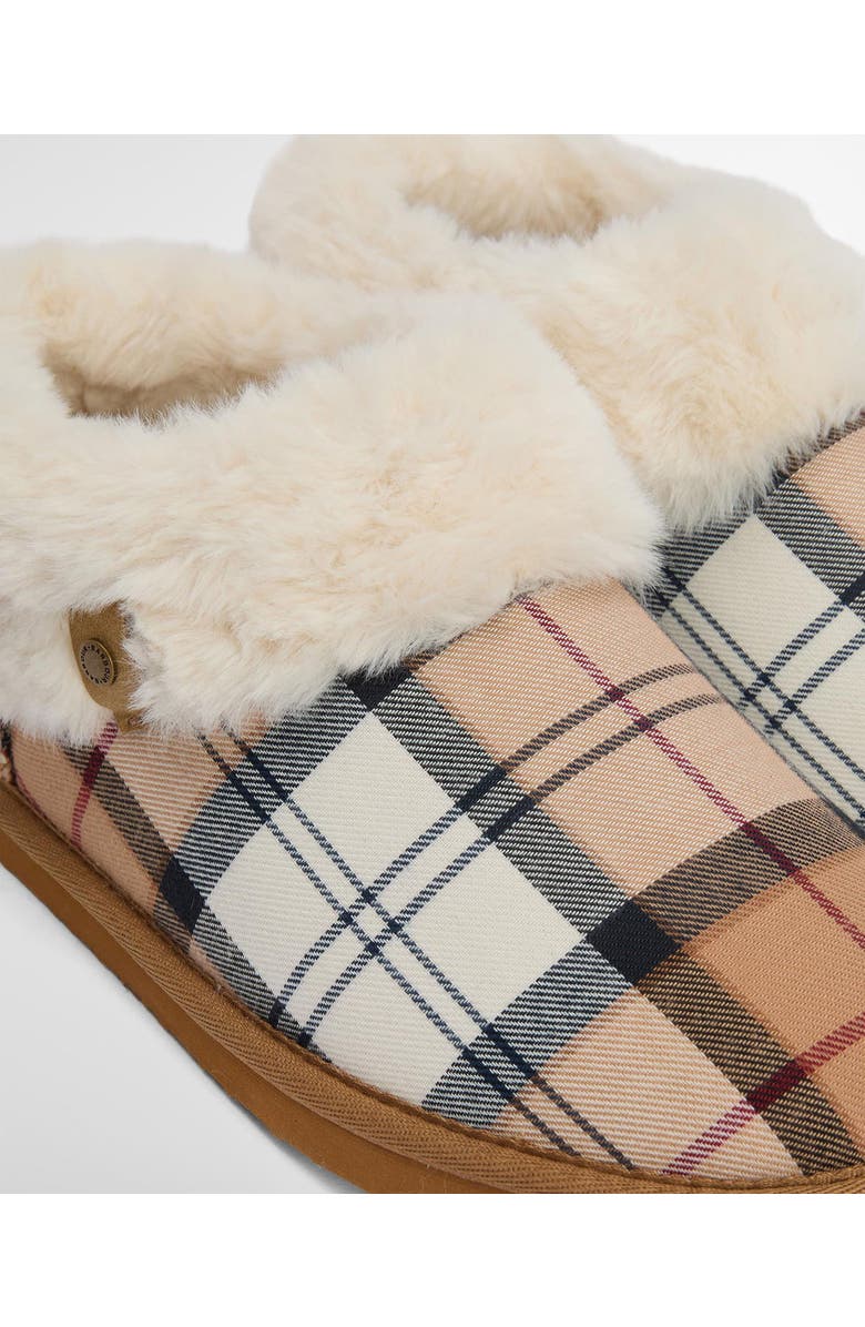Barbour Eloise Faux Fur Lined Scuff Slipper, Alternate, color, Hessian Tartan