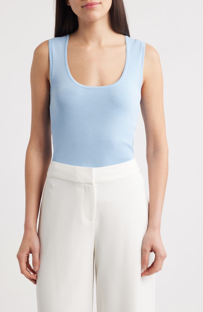Tahari ASL Scoop Neck Sweater Tank, Main, color, Ice Blue