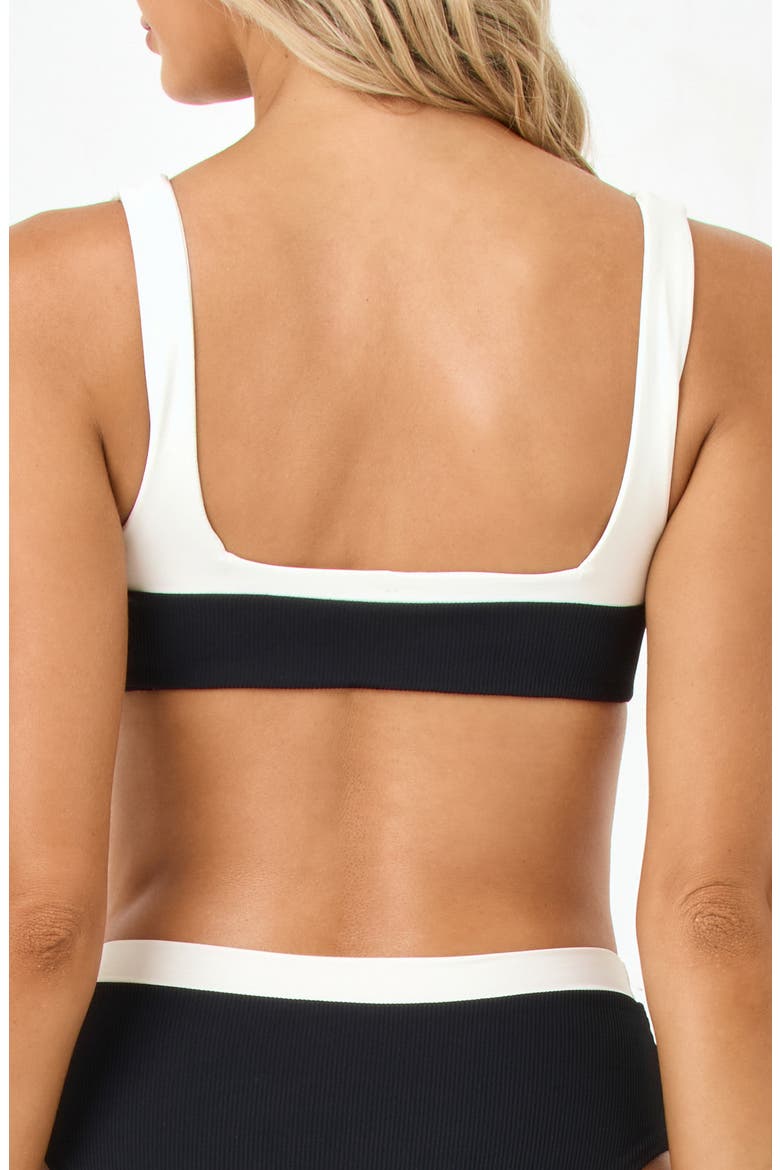 Zuri Rib & Jersey Bikini Top, Alternate, color, BLACK/ CREAM