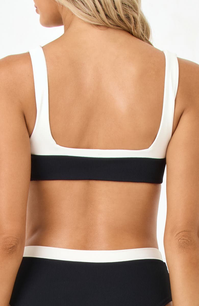 LSPACE Zuri Rib & Jersey Bikini Top, Alternate, color, Black/ Cream