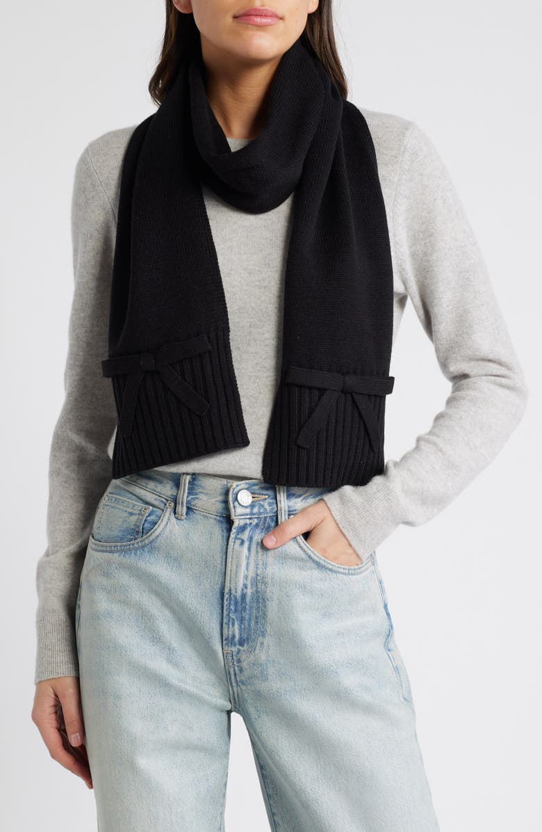 Kate Spade New York bow accent scarf, Main, color, Black