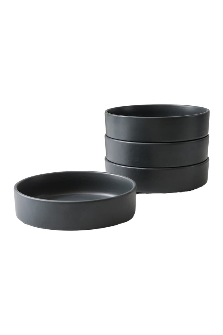 Celina Stoneware 16-Piece Dinnerware Set with Pasta Bowls, Main, color, Black