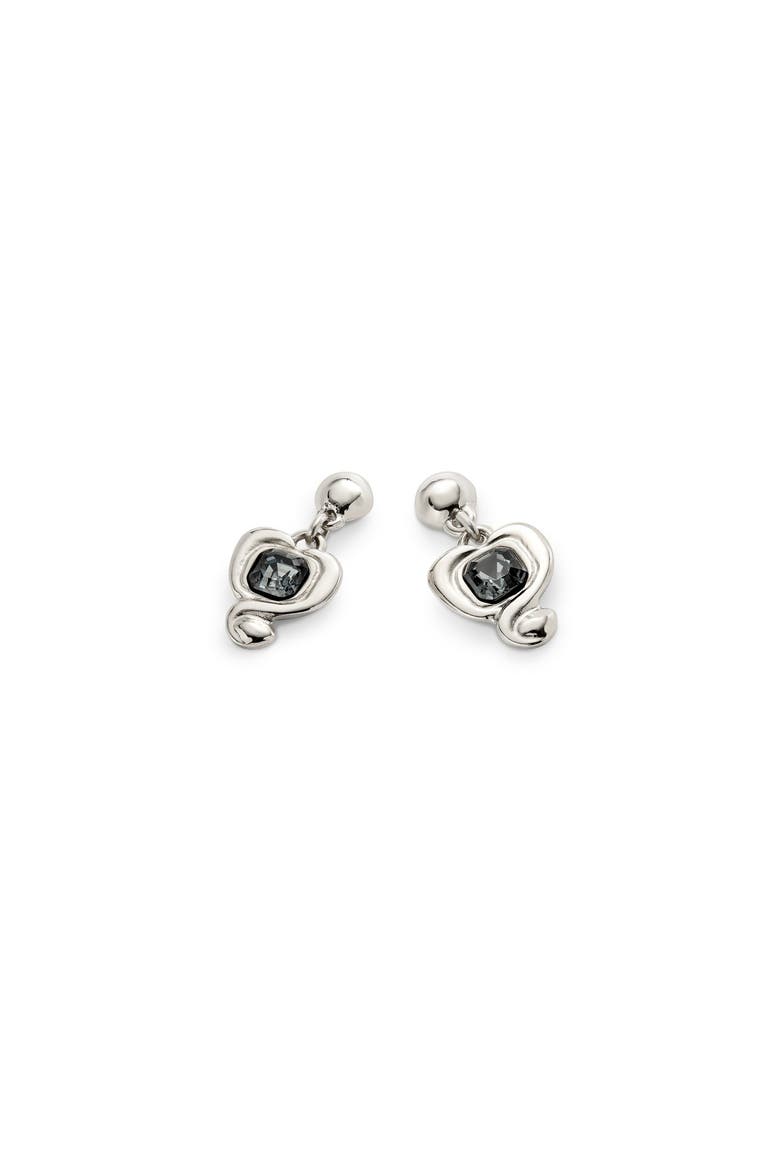 Heart & Crystal Drop Earrings, Alternate, color, Silver