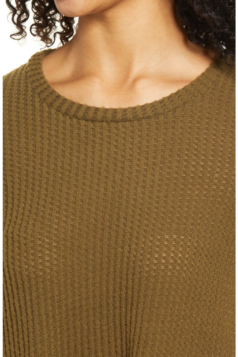 Waffle Knit Swing Top, Alternate, color, DK. OLIVE