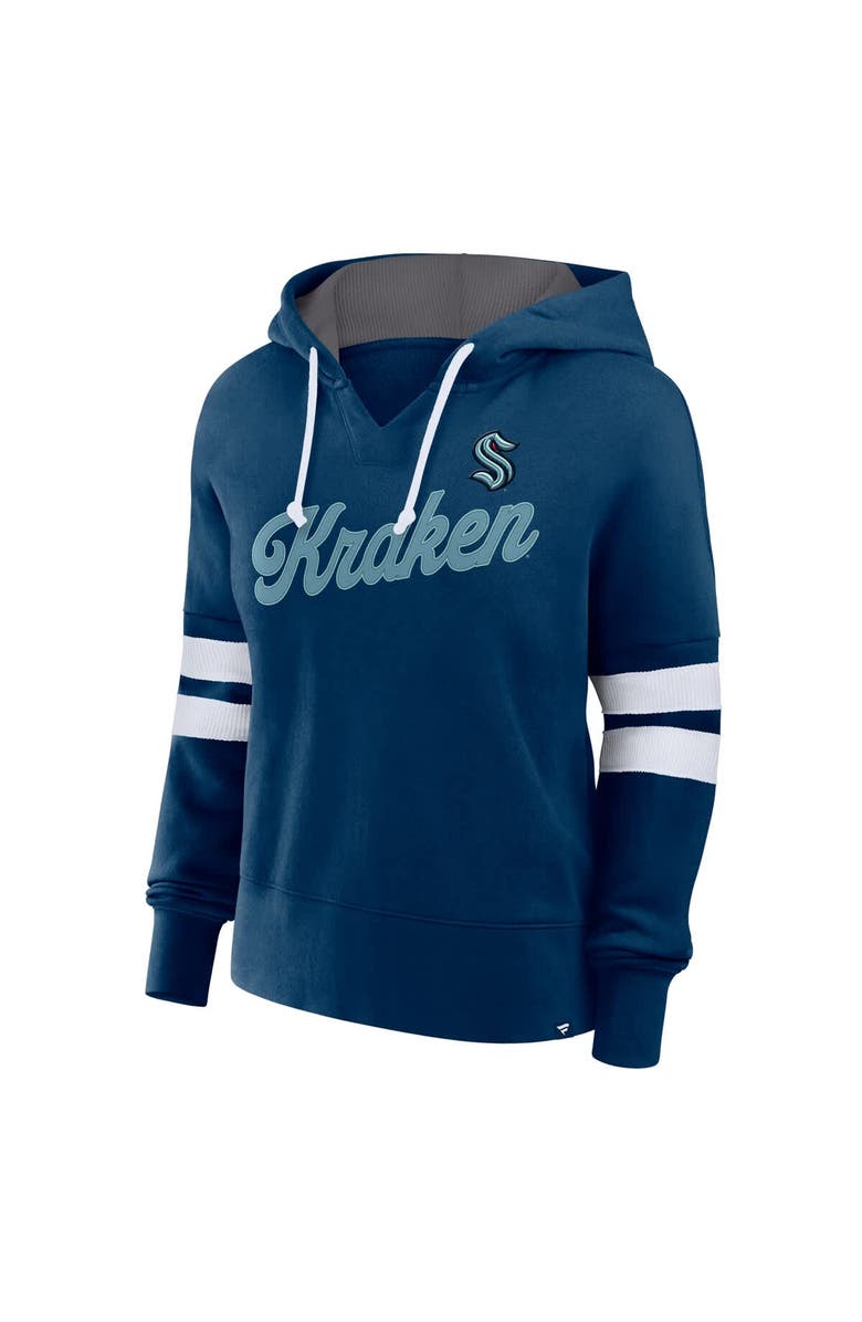 FANATICS Women's Fanatics Deep Sea Blue Seattle Kraken Seize Fleece Pullover Hoodie, Alternate, color, Navy