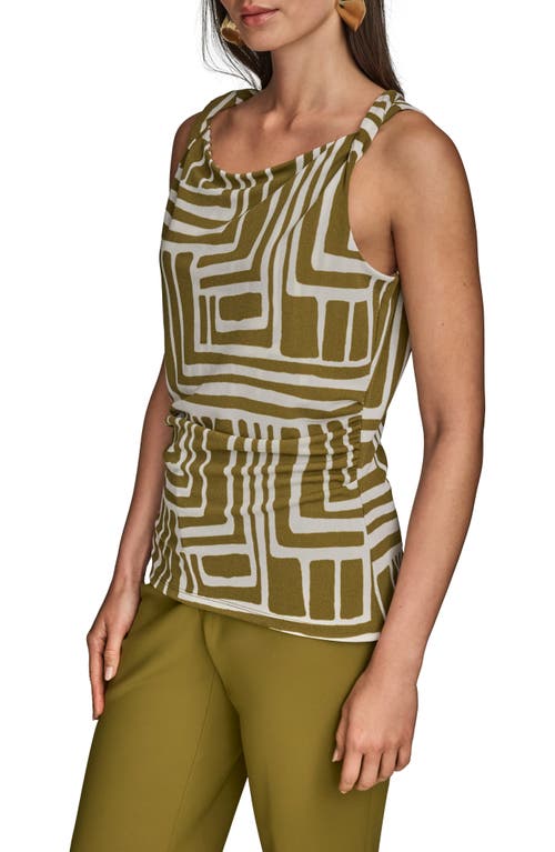 Donna Karan New York Twist Strap Ruched Tank In Green