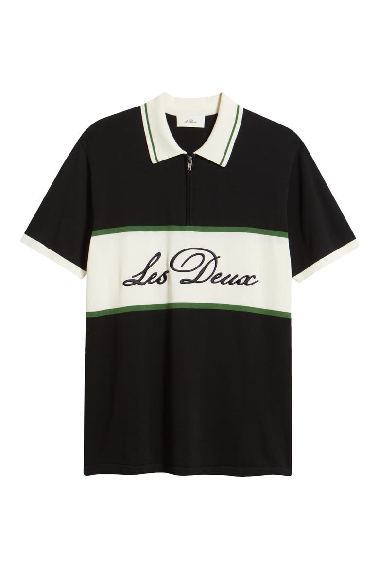 Colorblock Cotton Zip Polo, Alternate, color, TAP SHOE BLACK