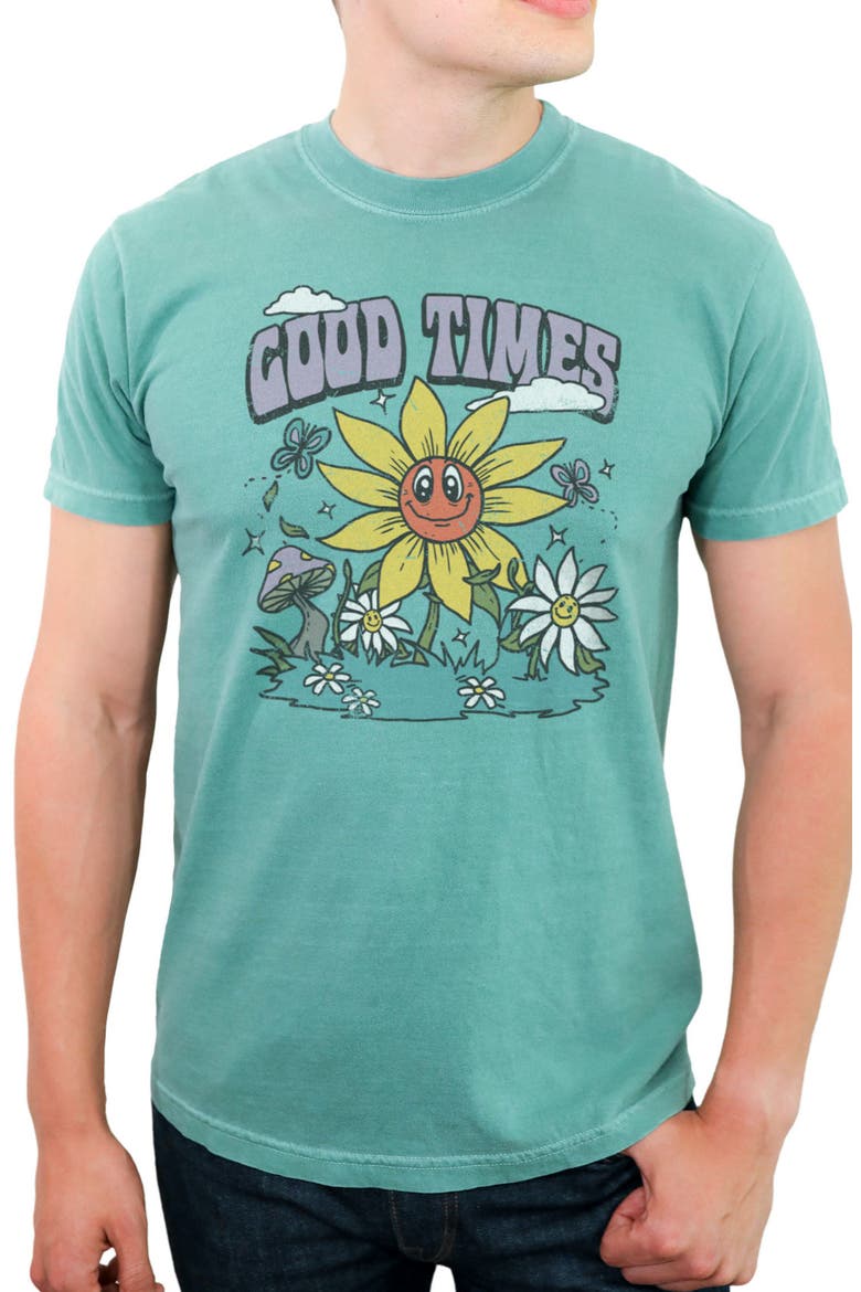 Men's Lost Gods Good Times Retro Flowers  Graphic T-Shirt, Main, color, Sea Foam