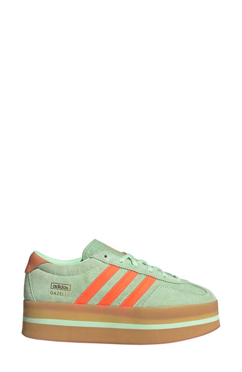 Adidas Originals Womens Adidas Gazelle Stack Suede Low-top Trainers In Green Spark/orange/gum