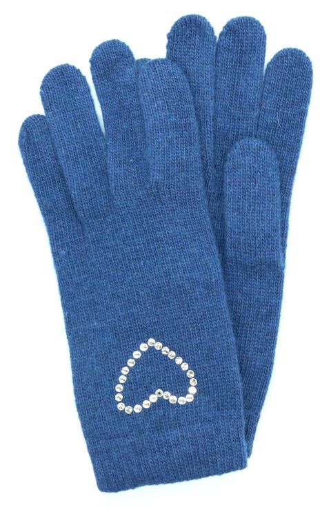 Crystal Embellished Heart Gloves