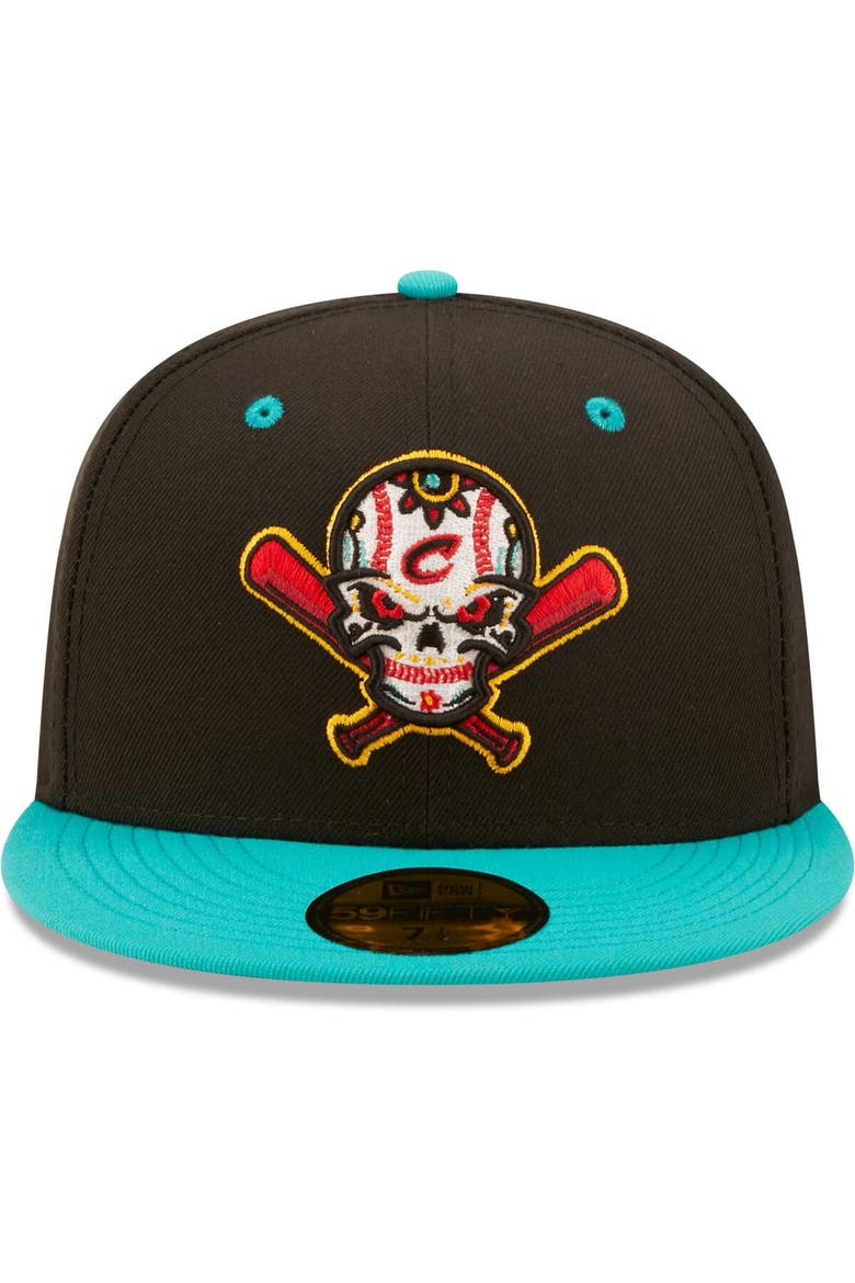 Men's New Era Black/Turquoise Veleros de Columbus Copa De La Diversion 59FIFTY Fitted Hat, Alternate, color, Black