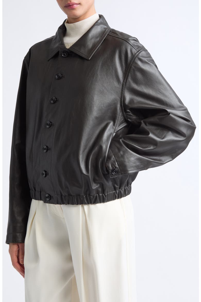 Leather Blouson Jacket, Alternate, color, DARK ESPRESSO