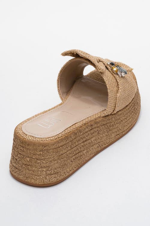 Prologue Shoes Shara Braided Bow & Bee Buckle Platform Sandal In Brown