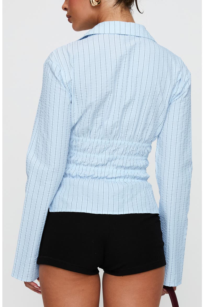 Lisel Stripe Shirred Button-Up Shirt, Alternate, color, STRIPE