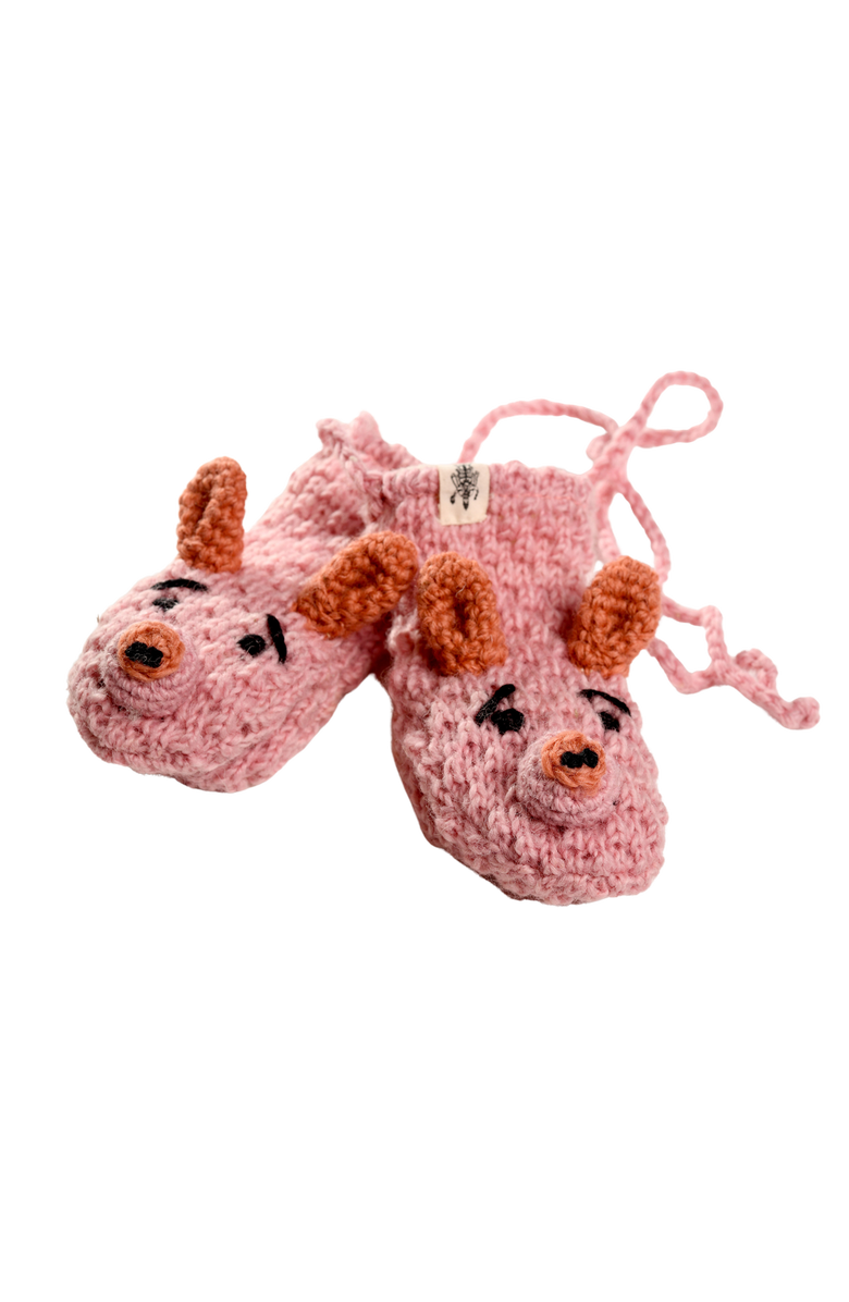 Nirvanna Designs Crochet Piggy Mittens, Main, color, White