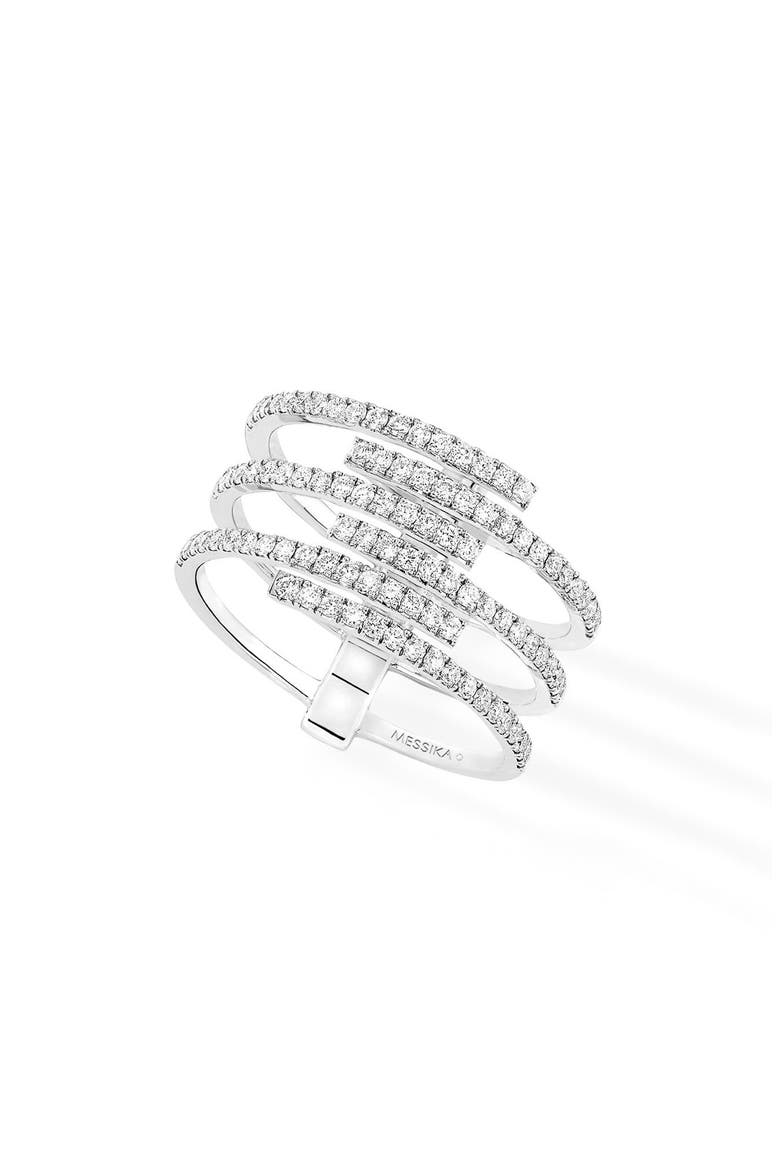 Gatsby Multirow Diamond Ring, Main, color, WHITE GOLD
