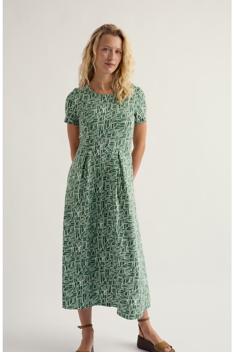 Veronica Abstract Print Stretch Organic Cotton Midi Dress, Alternate, color, WALL LINES TREETOP