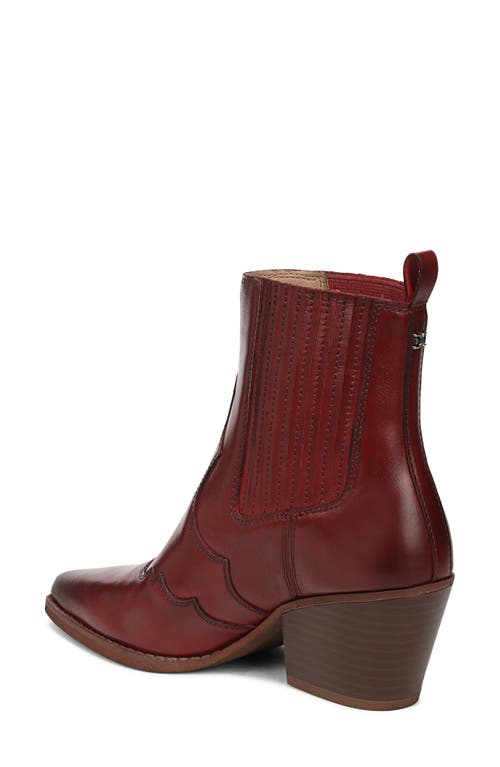 Sam Edelman West Ankle Boot Deep Scarlet Leather In Burgundy