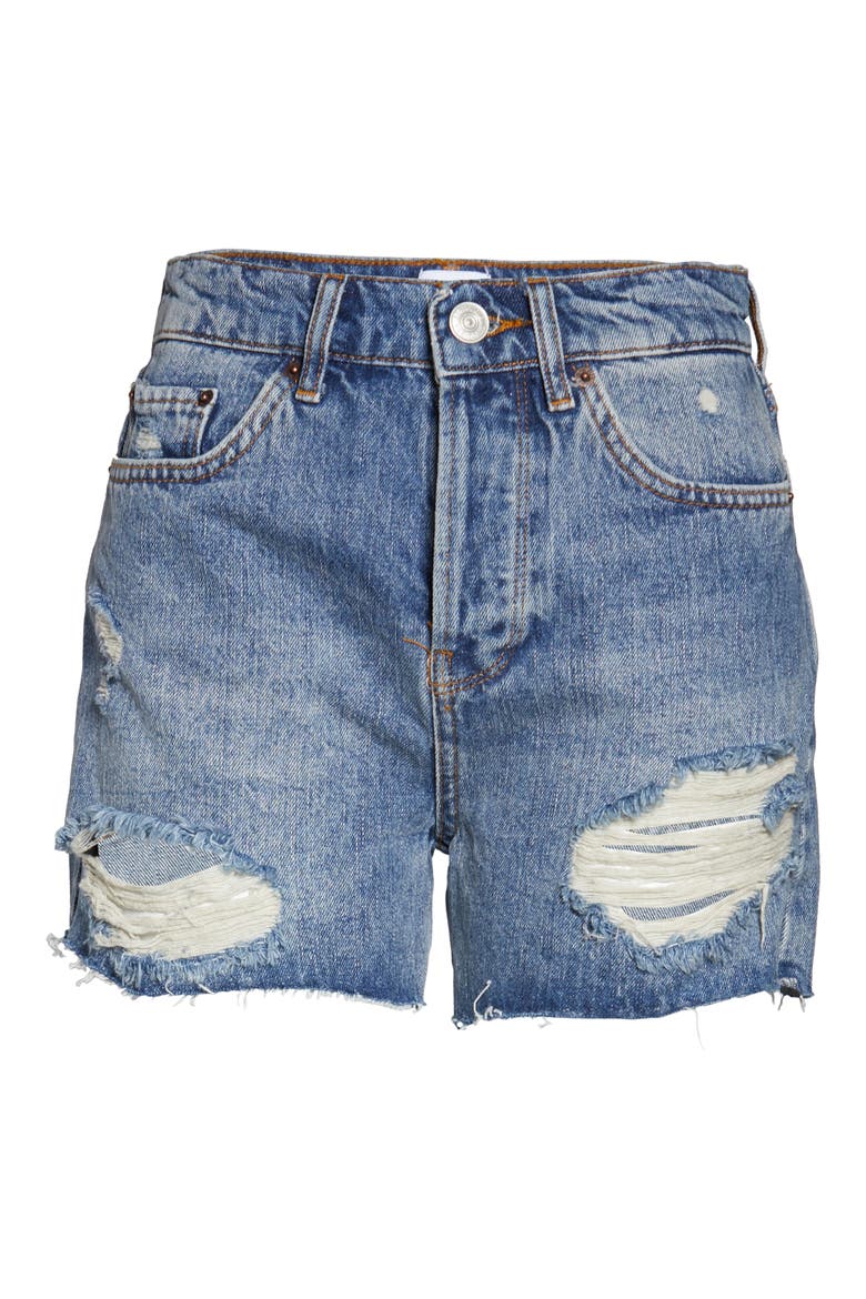 Pax Ripped High Waist Denim Shorts, Alternate, color, DESTROYED BLEACH