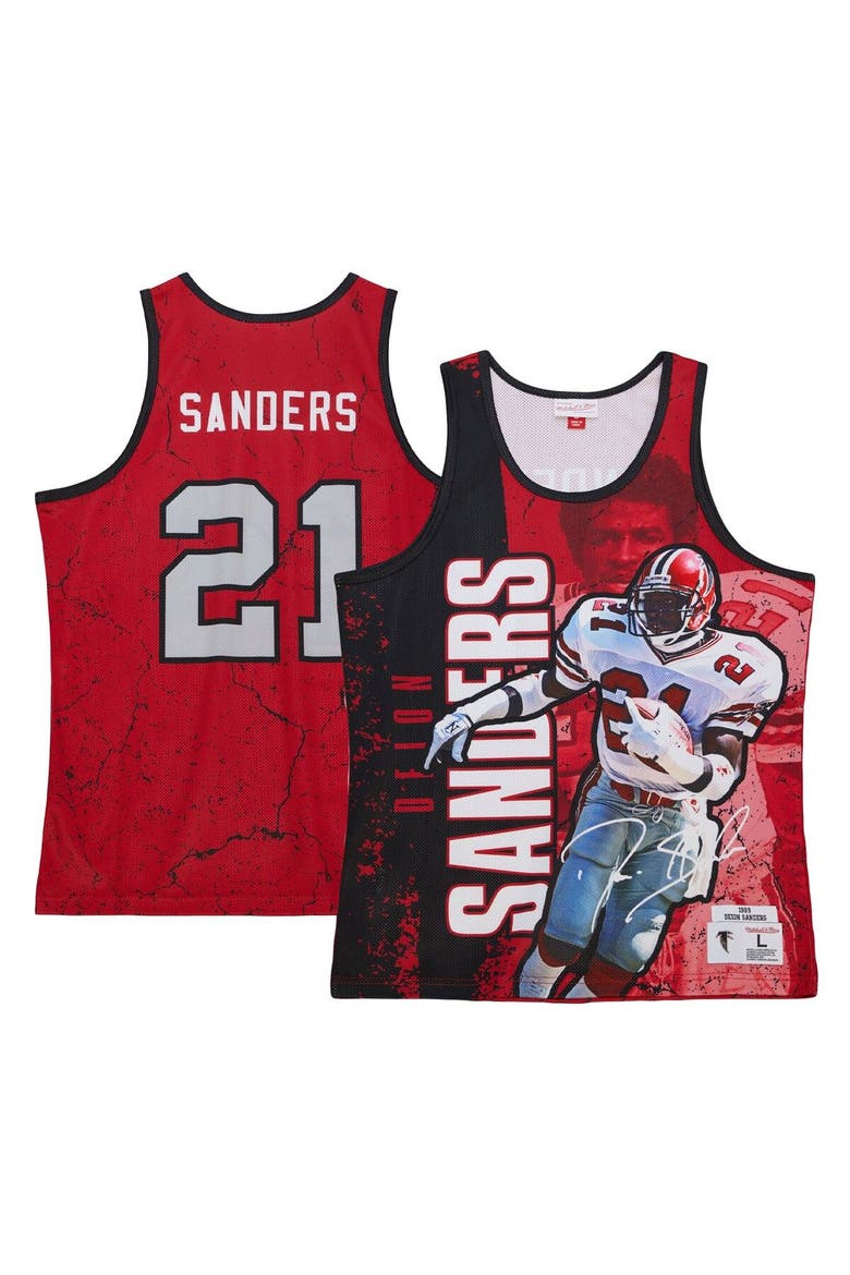 Men's Mitchell & Ness Deion Sanders Red Atlanta Falcons 1989 Player Burst Tank Top, Main, color, Red