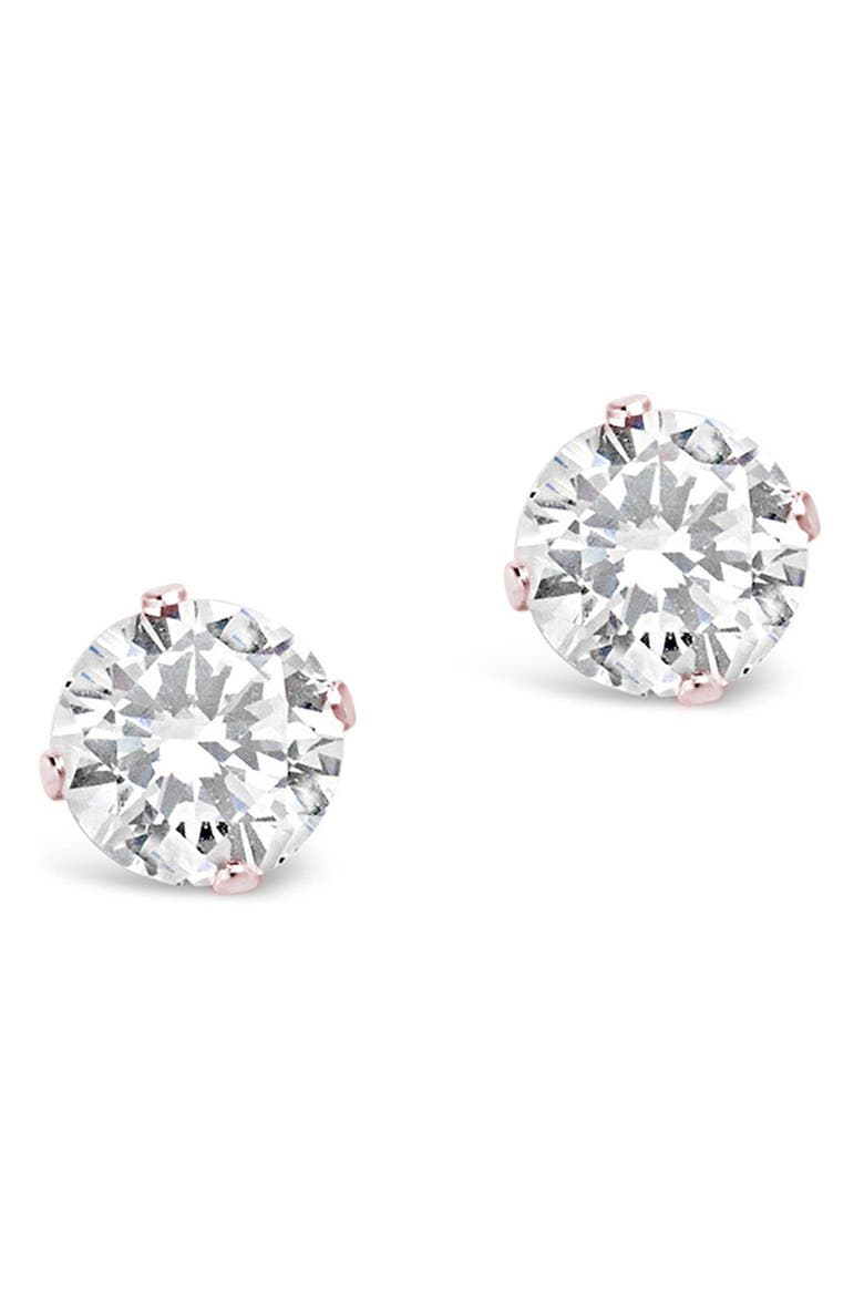 CZ Stud Earrings, Main, color, ROSE GOLD