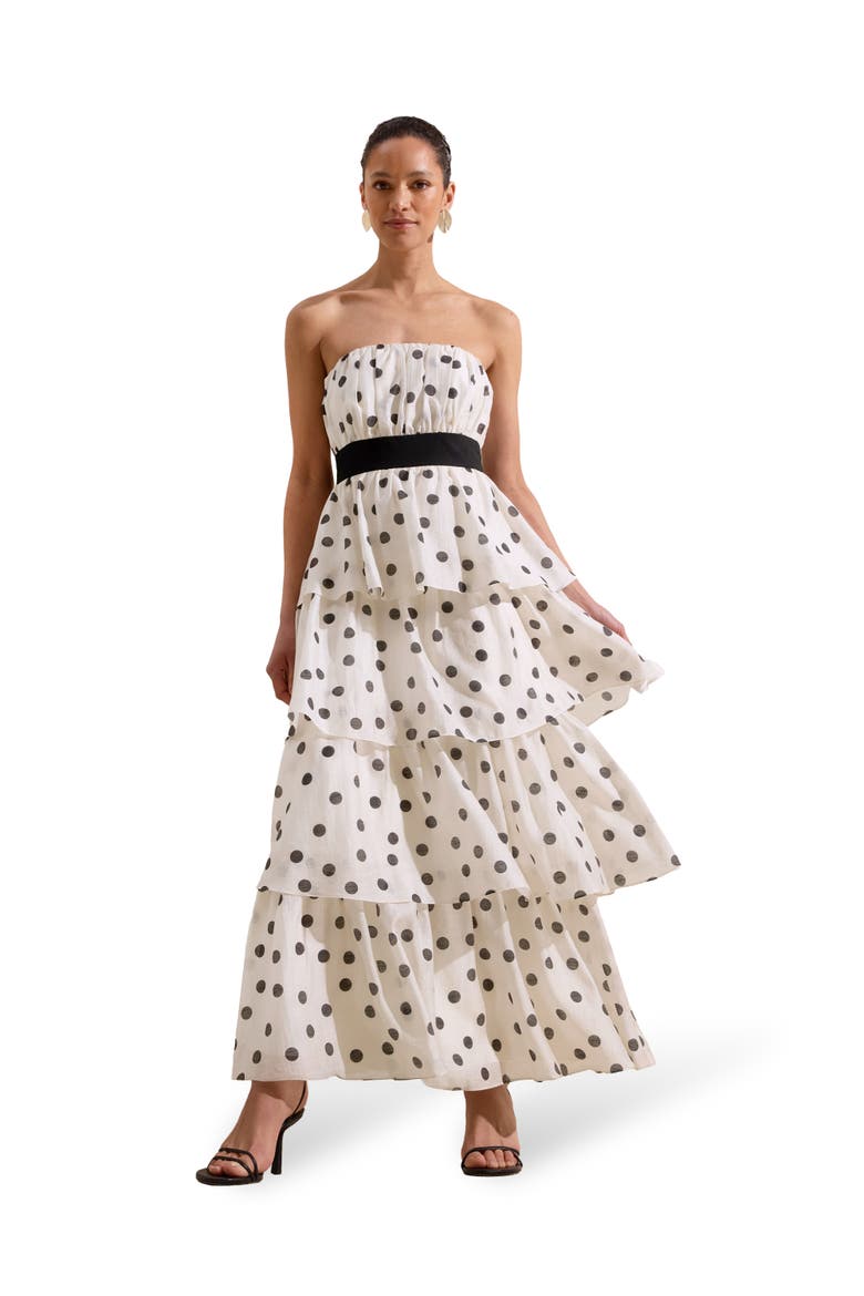 Claudia Print Tiered Dress, Main, color, Black