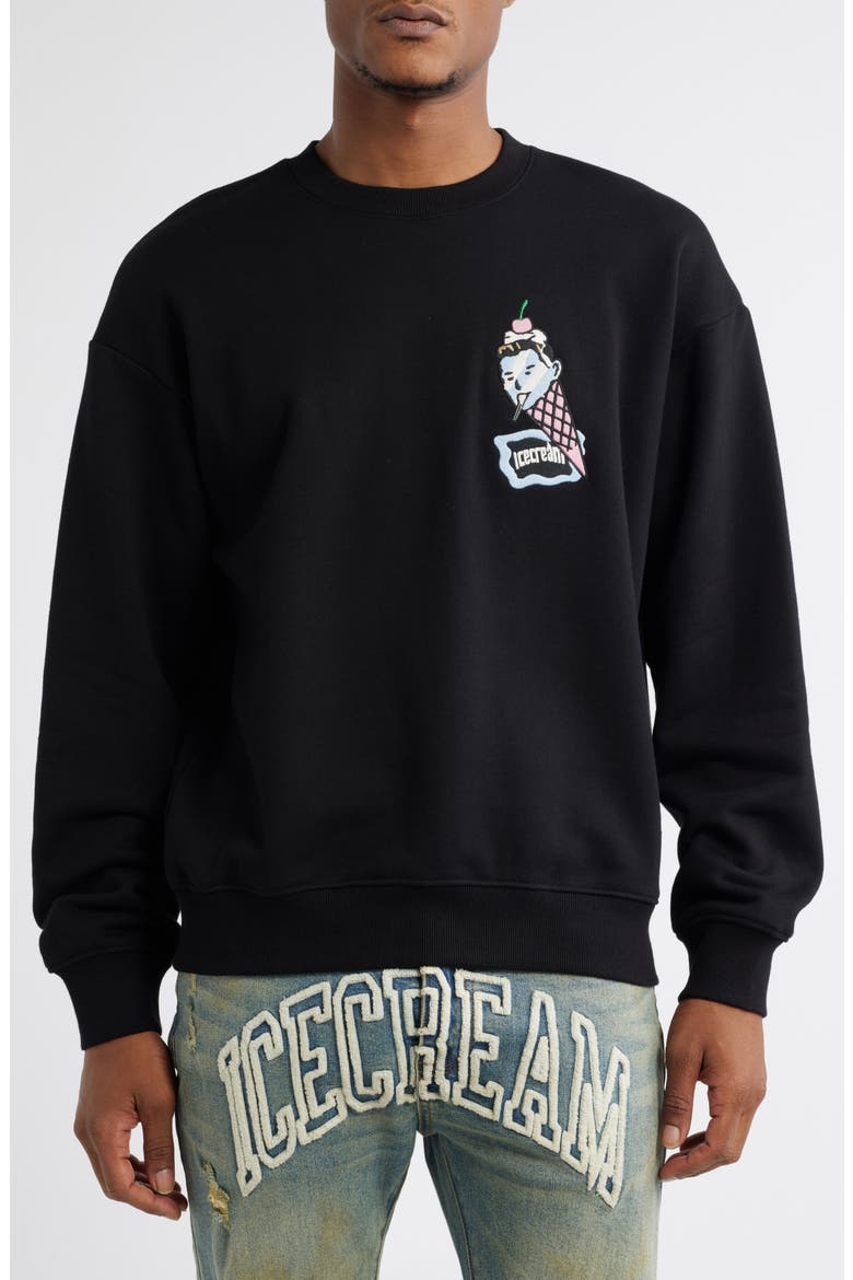 Coneman Cotton Graphic Sweatshirt, Main, color, BLACK