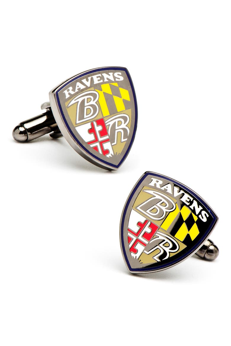 'Baltimore Ravens' Cuff Links, Main, color, BALTIMORE RAVENS SHIELD LOGO