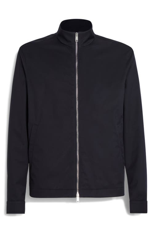 Zegna Stand Collar Jacket In Navy